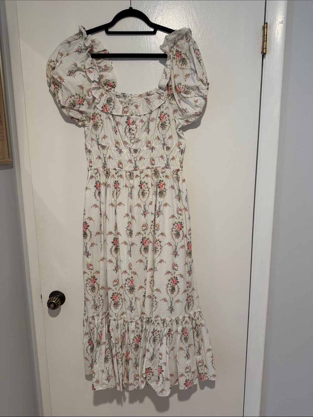 LoveShackFancy Midi Dress with Pink Floral